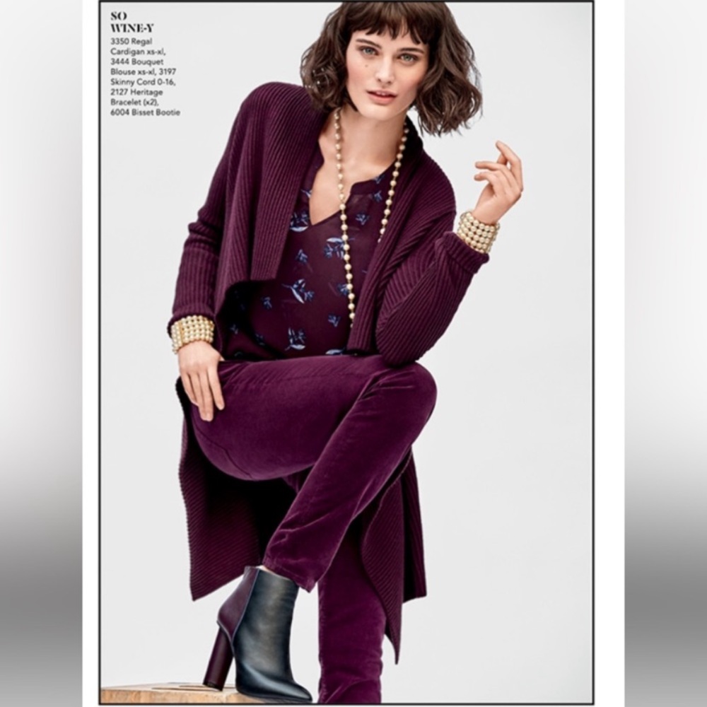 Cabi Size 10 Corduroy Skinny Pants Wine Plum Purple #3197